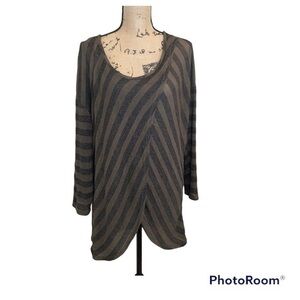 2 for $15 Cato Size XL Dark Green Sweater Blouse Top Striped Layer Size XL